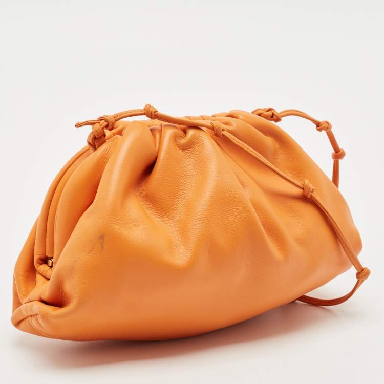 Pre Owned Bottega Veneta Orange Leather Mini The Pouch Bag