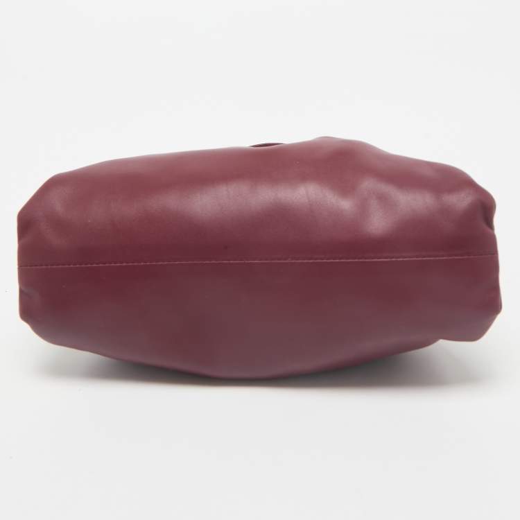 Pre Owned Bottega Veneta Burgundy Bordeaux Leather Mini The Pouch Bag