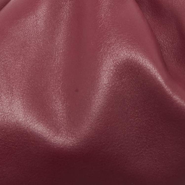 Pre Owned Bottega Veneta Burgundy Bordeaux Leather Mini The Pouch Bag