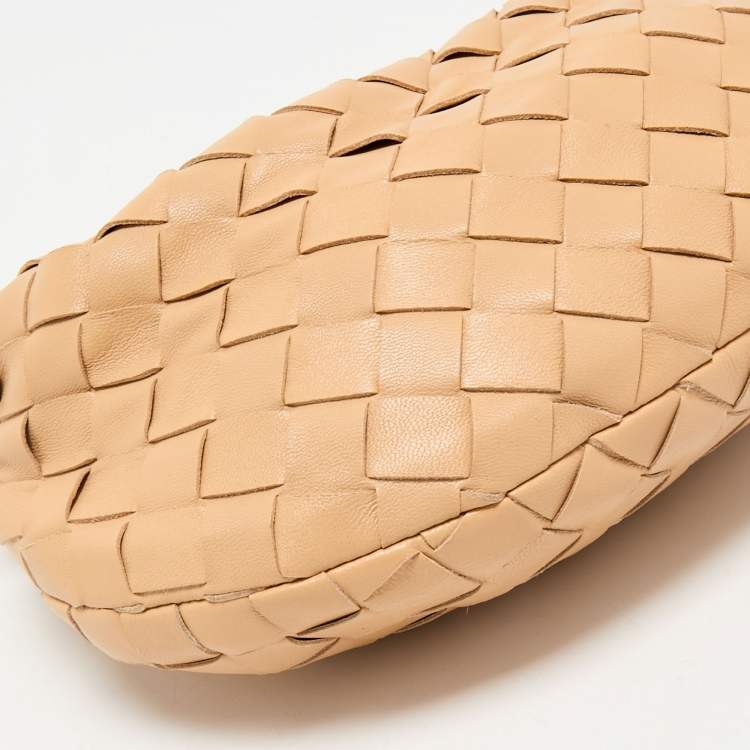 Pre Owned Bottega Veneta Beige Intrecciato Leather Mini Jodie Hobo