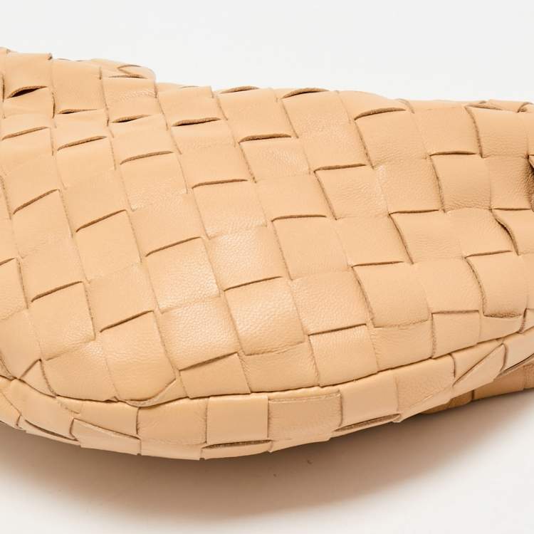 Pre Owned Bottega Veneta Beige Intrecciato Leather Mini Jodie Hobo