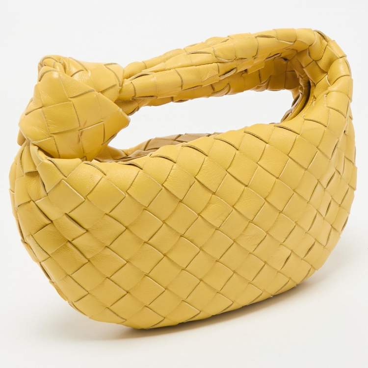 Pre Owned Bottega Veneta Yellow Intrecciato Leather Mini Jodie Hobo