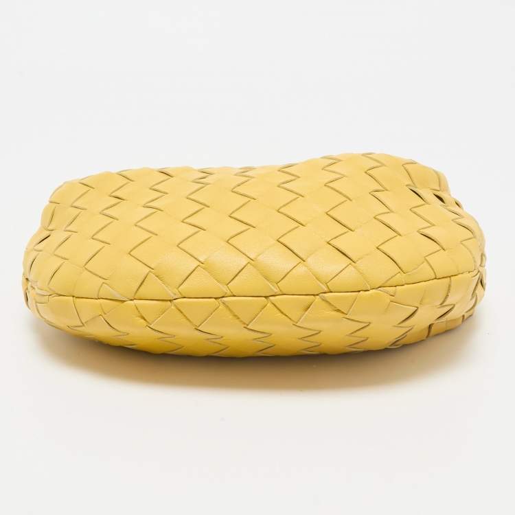 Pre Owned Bottega Veneta Yellow Intrecciato Leather Mini Jodie Hobo