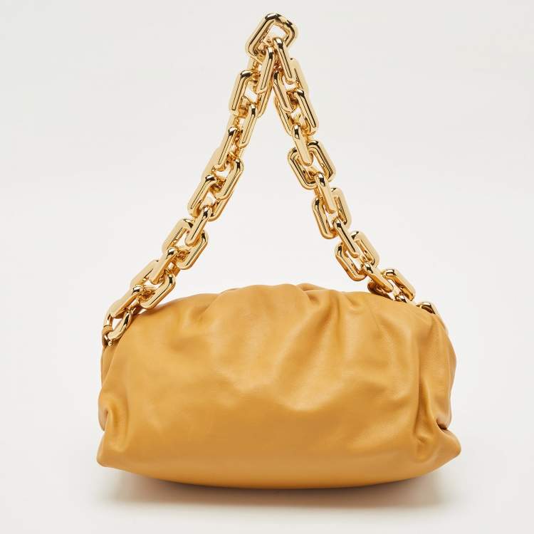 Pre Owned Bottega Veneta Tan Leather The Chain Pouch Bag