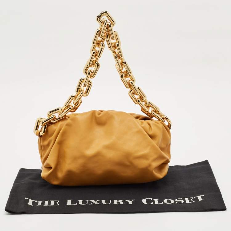 Pre Owned Bottega Veneta Tan Leather The Chain Pouch Bag