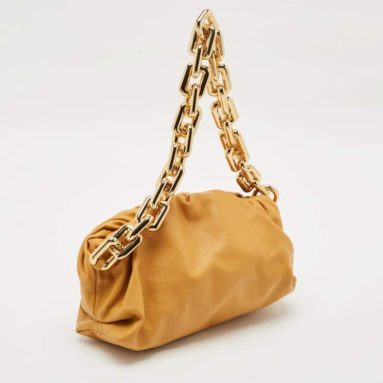 Pre Owned Bottega Veneta Tan Leather The Chain Pouch Bag