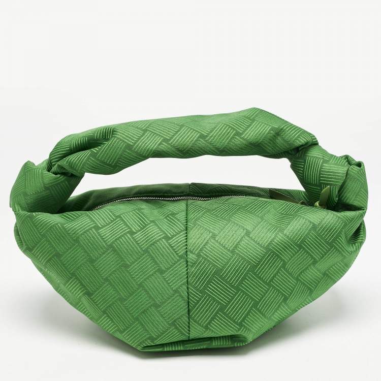 Pre Owned Bottega Veneta Green Intrecciato Print Fabric Mini BV Jodie Hobo