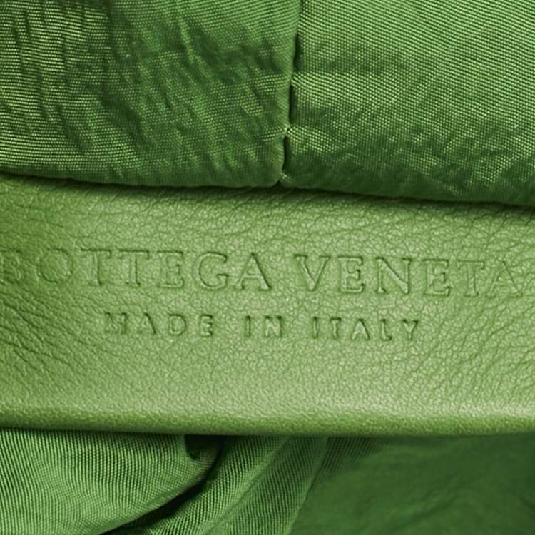 Pre Owned Bottega Veneta Green Intrecciato Print Fabric Mini BV Jodie Hobo