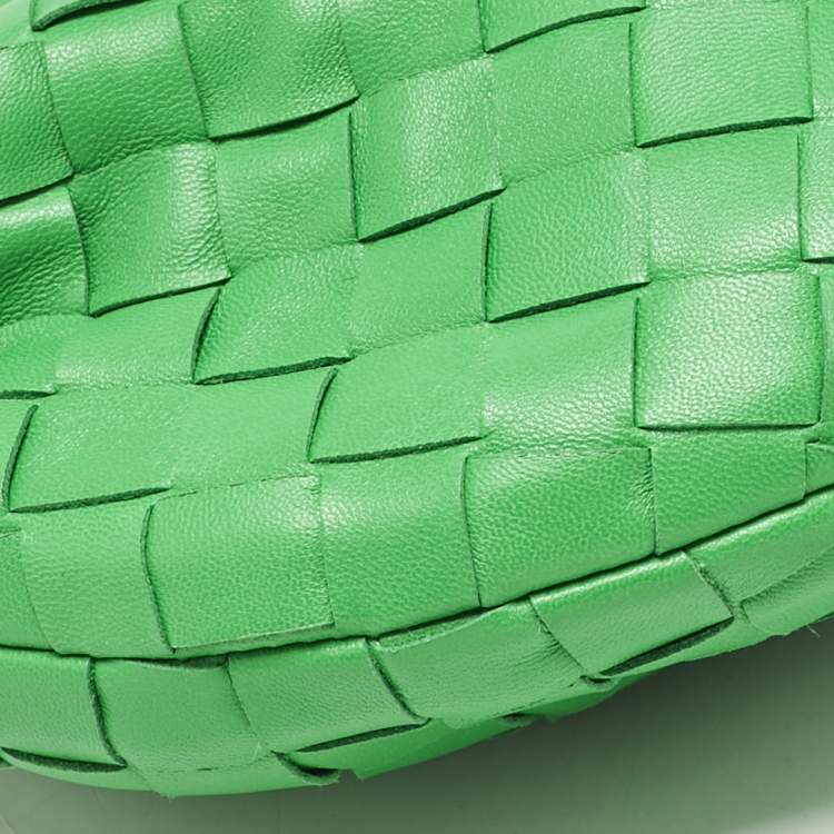 Pre Owned Bottega Veneta Green Intrecciato Leather Mini Jodie Hobo