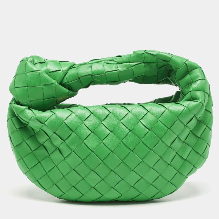 Pre Owned Bottega Veneta Green Intrecciato Leather Mini Jodie Hobo