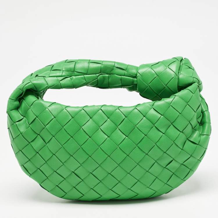 Pre Owned Bottega Veneta Green Intrecciato Leather Mini Jodie Hobo