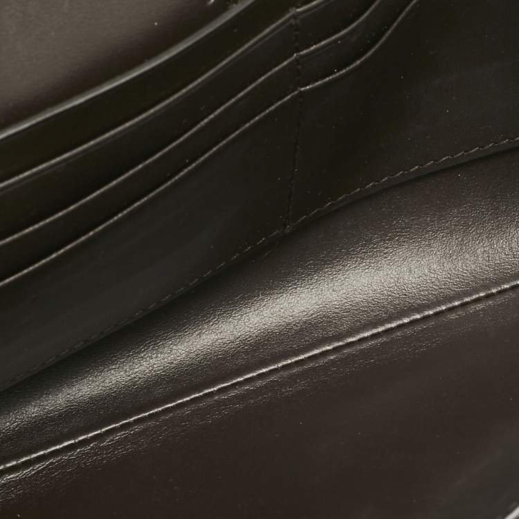 Pre Owned Bottega Veneta Dark Brown Intrecciato Leather Andiamo Long Clutch
