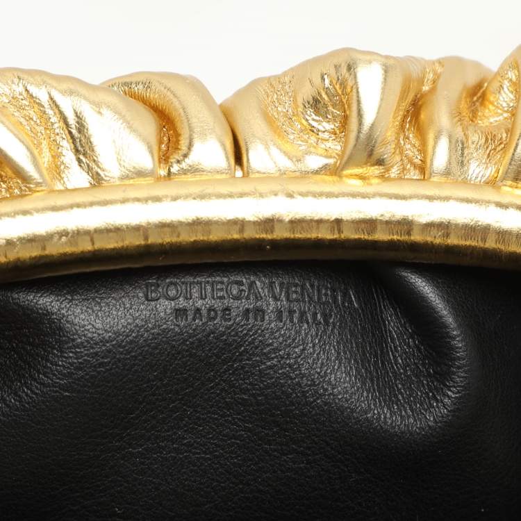 Pre Owned Bottega Veneta Metallic Gold Bark Leather Mini The Pouch Bag