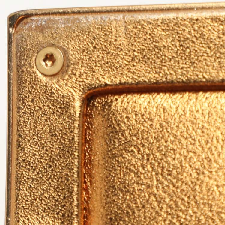 Pre Owned Bottega Veneta Gold Metalic Leather Frame Clutch