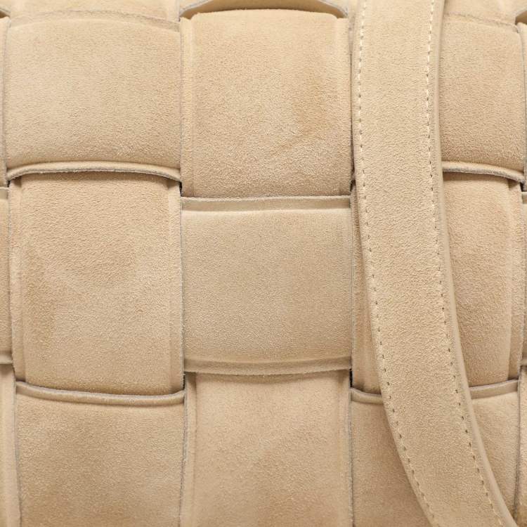 Pre Owned Bottega Veneta Beige Padded Suede Cassette Shoulder Bag