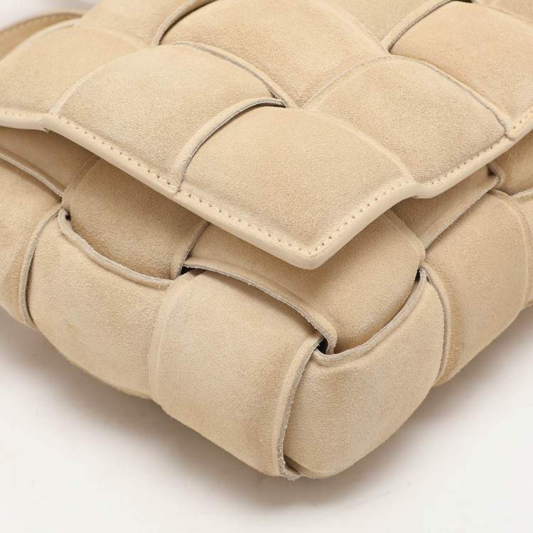 Pre Owned Bottega Veneta Beige Padded Suede Cassette Shoulder Bag