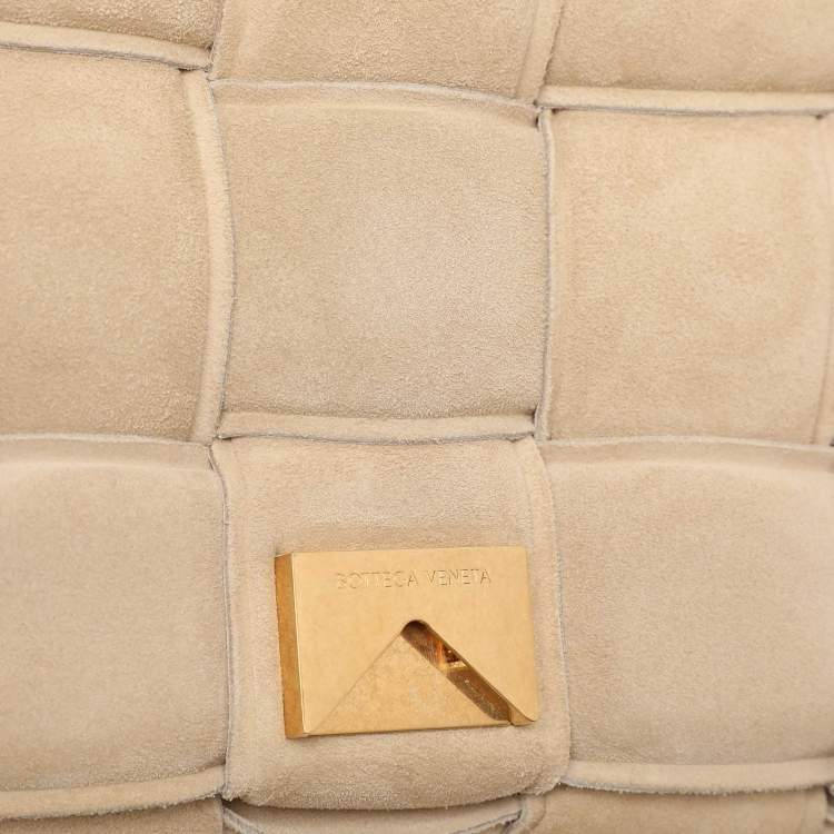 Pre Owned Bottega Veneta Beige Padded Suede Cassette Shoulder Bag