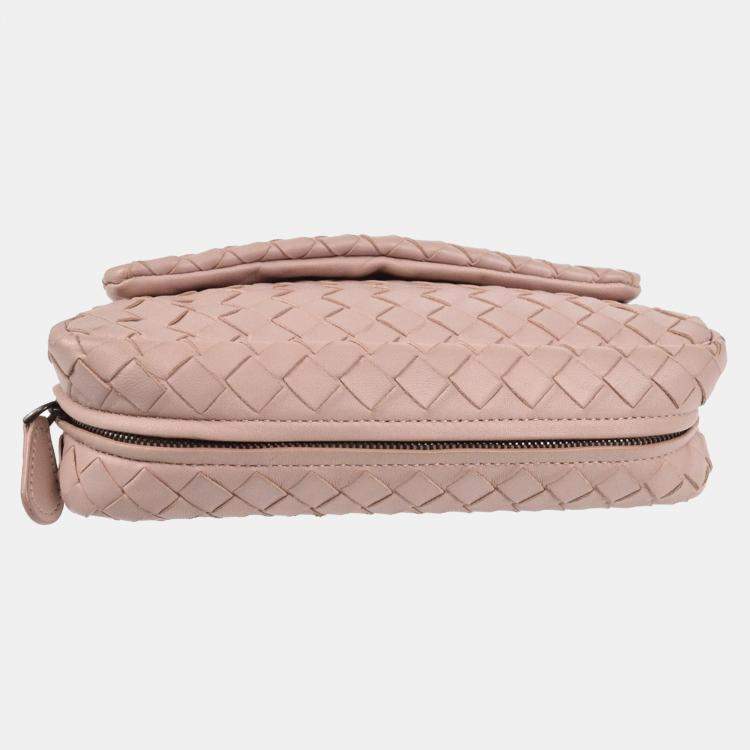 Pre Owned Bottega Veneta Pink Intrecciato Crossbody Bag