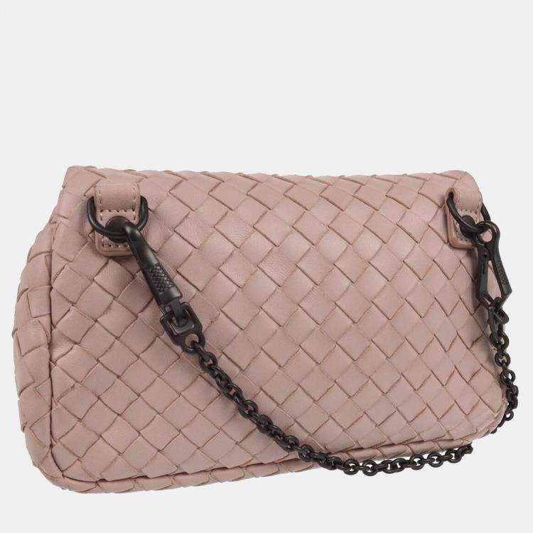 Pre Owned Bottega Veneta Pink Intrecciato Crossbody Bag