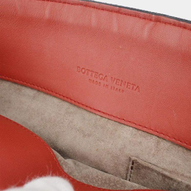 Pre Owned Bottega Veneta Red Black intrecciato Chain Shoulder Bag