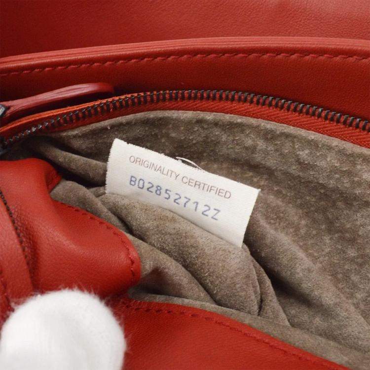 Pre Owned Bottega Veneta Red Black intrecciato Chain Shoulder Bag