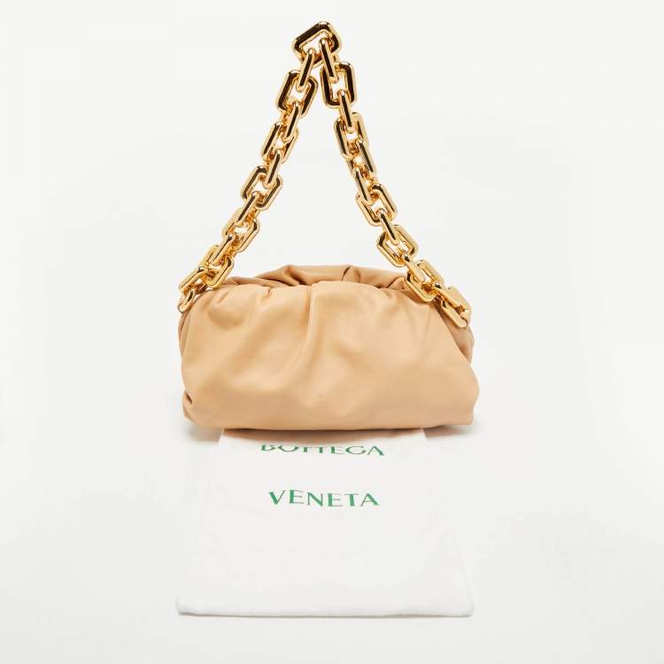 Pre Owned Bottega Veneta Beige Leather The Chain Pouch Bag