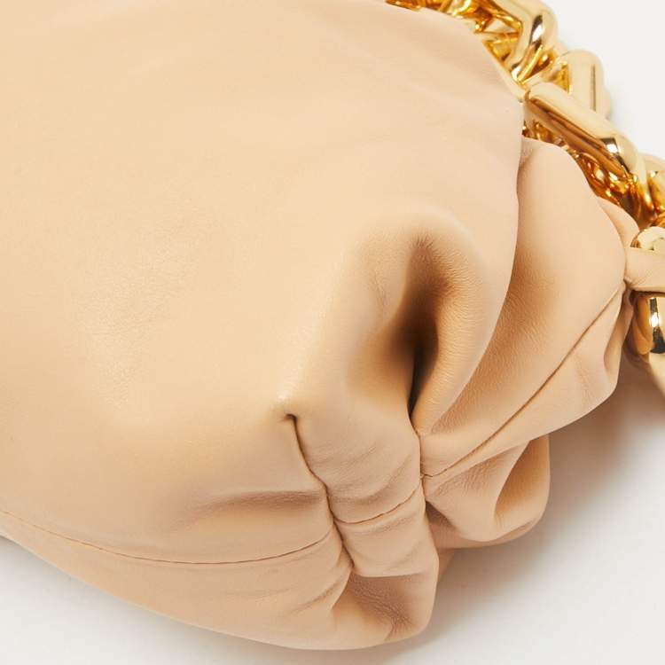 Pre Owned Bottega Veneta Beige Leather The Chain Pouch Bag