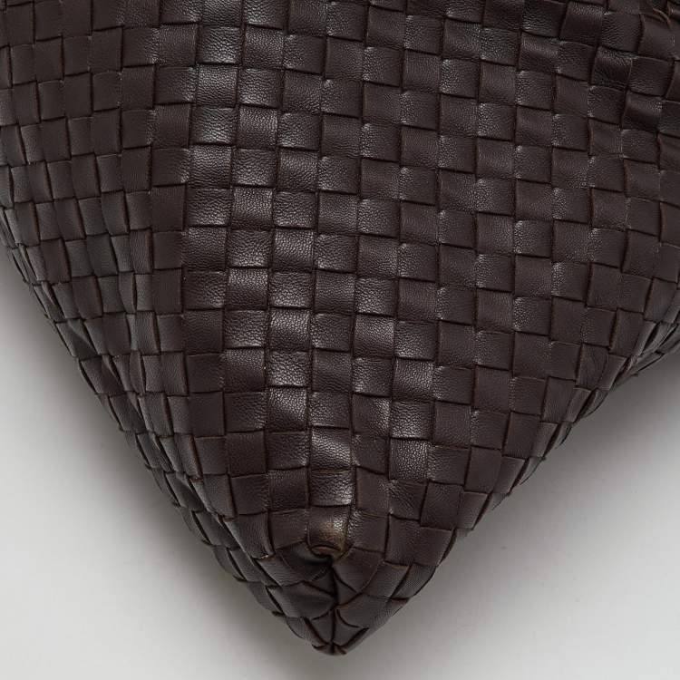Pre Owned Bottega Veneta Dark Brown Intrecciato Leather Maxi Convertible Tote