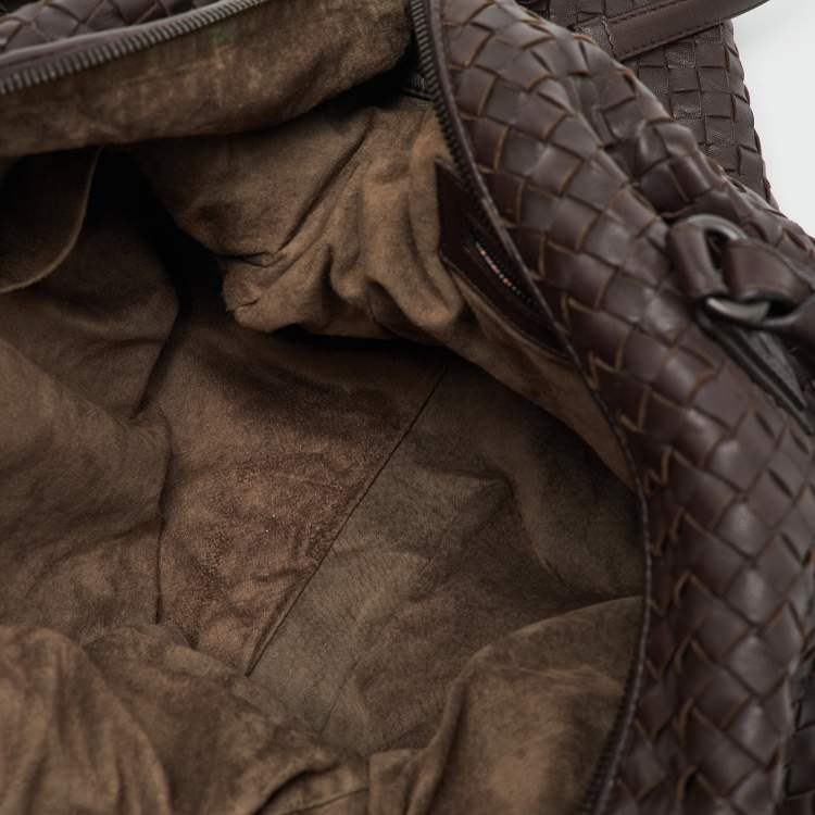 Pre Owned Bottega Veneta Dark Brown Intrecciato Leather Maxi Convertible Tote