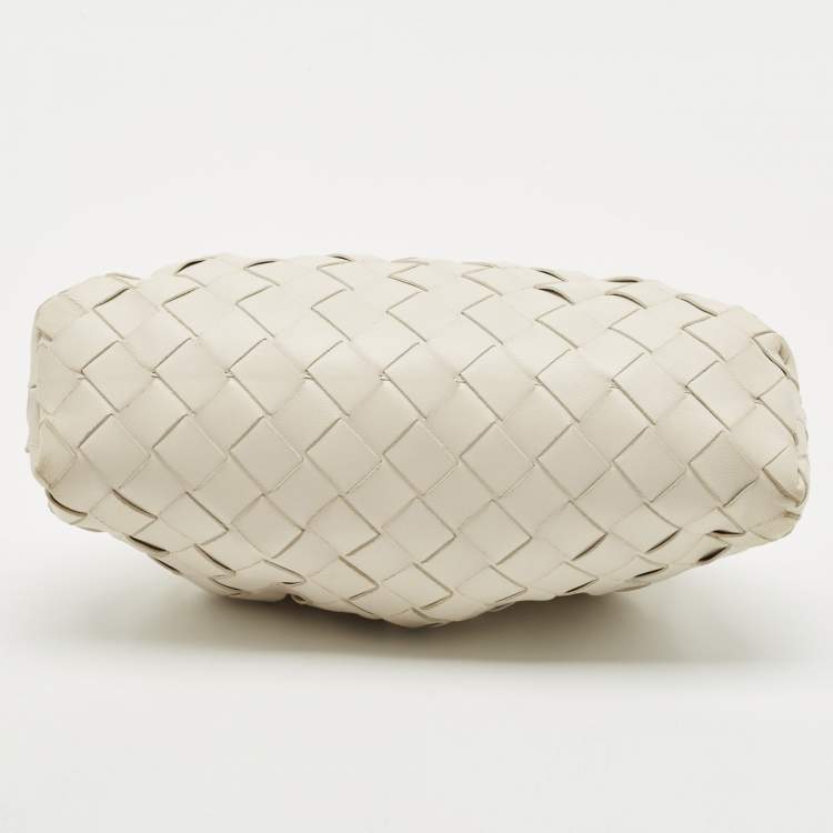 Pre Owned Bottega Veneta White Intrecciato Leather Mini The Pouch Clutch 