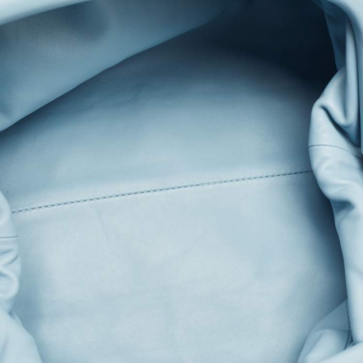 Pre Owned Bottega Veneta Light Blue Leather Classic The Pouch Clutch