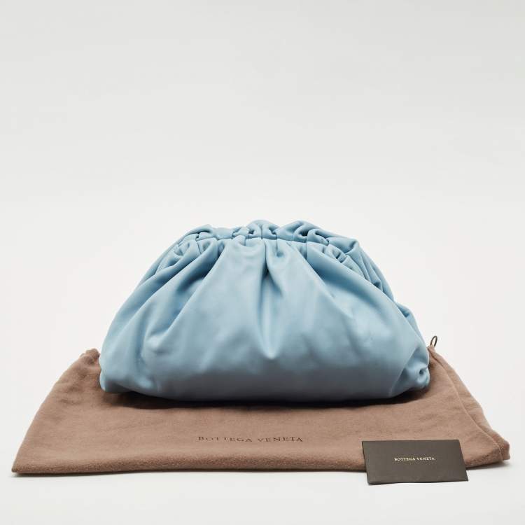 Pre Owned Bottega Veneta Light Blue Leather Classic The Pouch Clutch