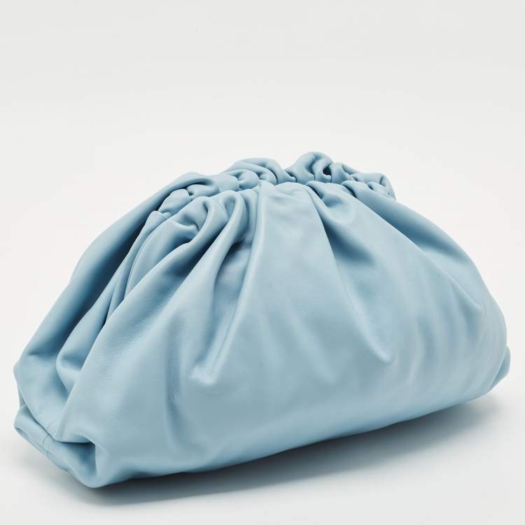 Pre Owned Bottega Veneta Light Blue Leather Classic The Pouch Clutch