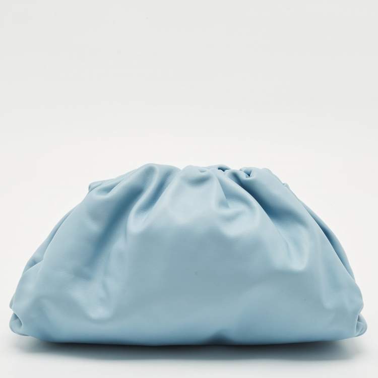 Pre Owned Bottega Veneta Light Blue Leather Classic The Pouch Clutch