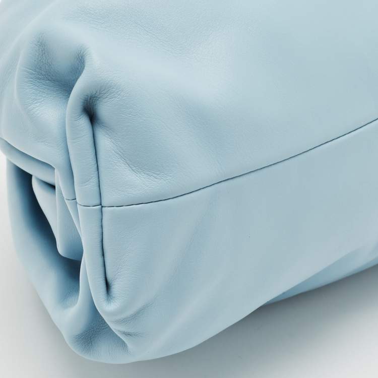 Pre Owned Bottega Veneta Light Blue Leather Classic The Pouch Clutch