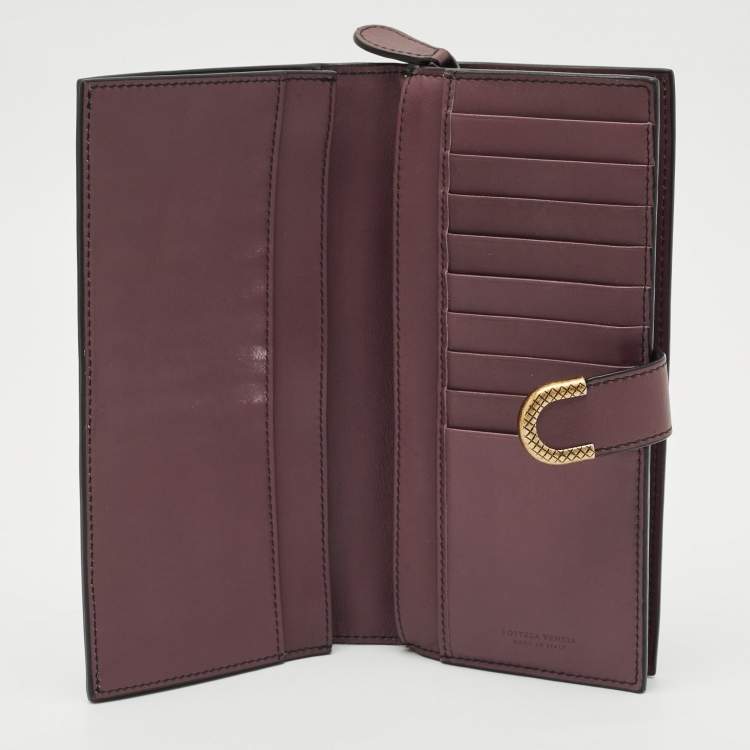 Pre Owned Bottega Veneta Mauve Leather Flap Continental Wallet