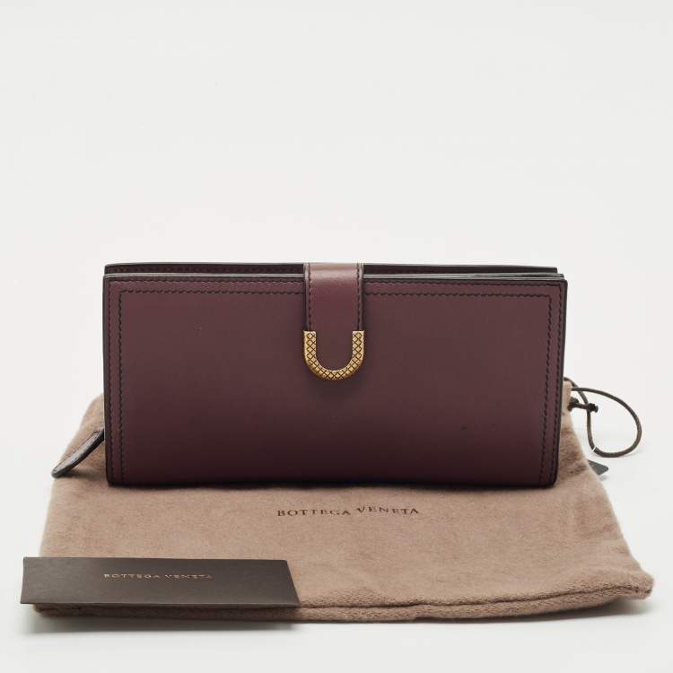 Pre Owned Bottega Veneta Mauve Leather Flap Continental Wallet