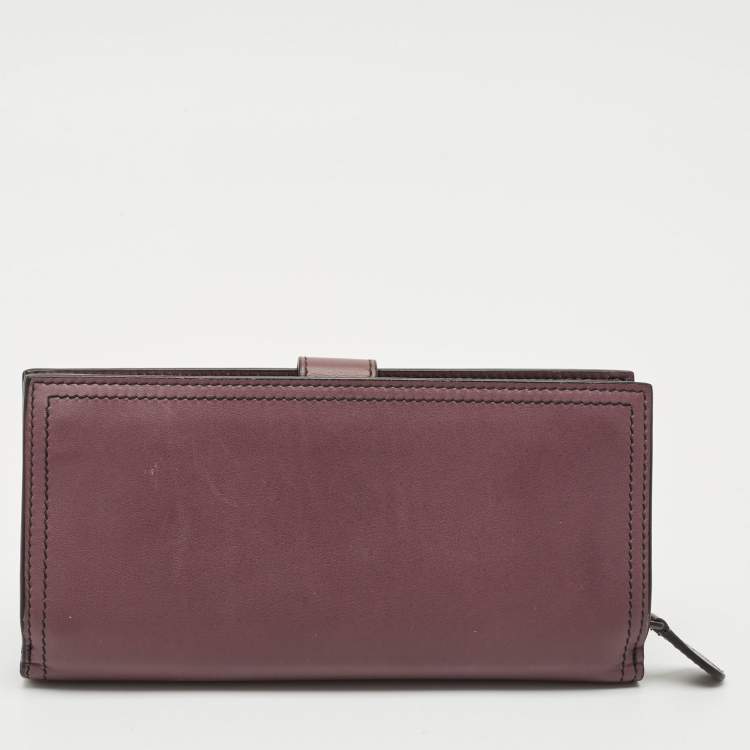 Pre Owned Bottega Veneta Mauve Leather Flap Continental Wallet
