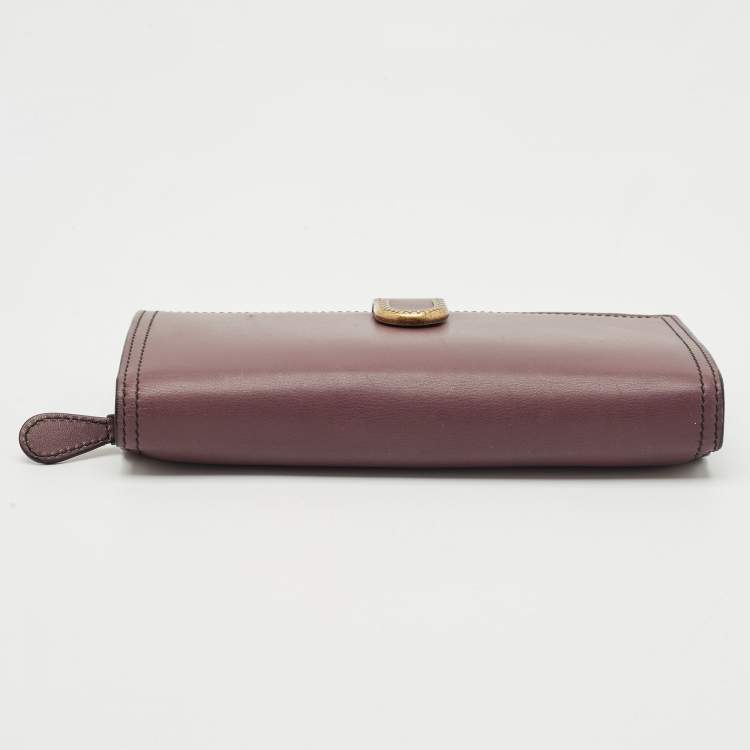 Pre Owned Bottega Veneta Mauve Leather Flap Continental Wallet