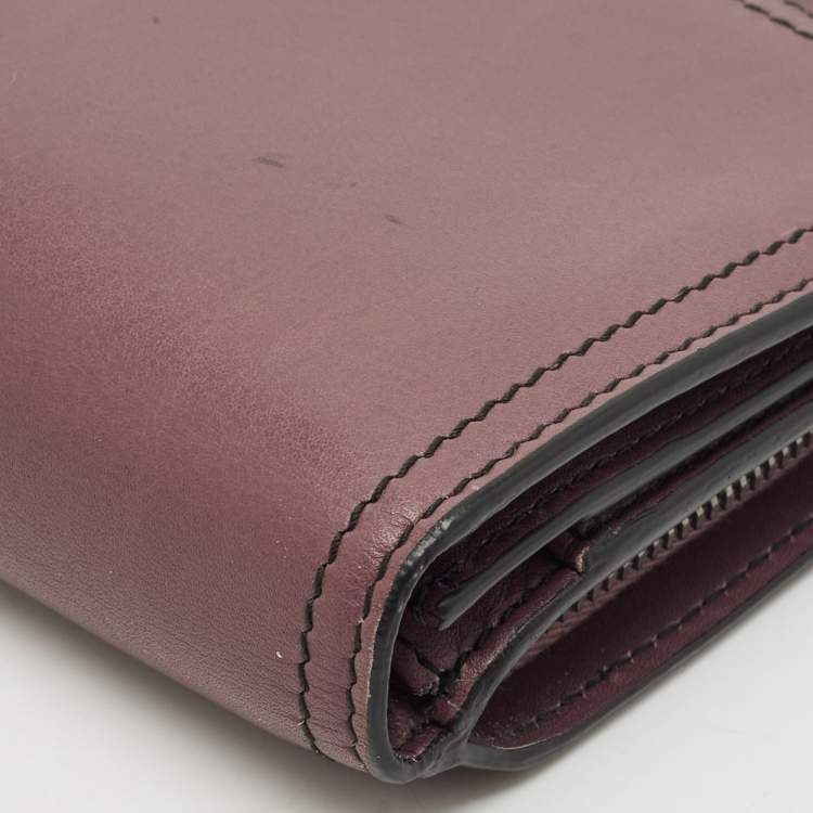 Pre Owned Bottega Veneta Mauve Leather Flap Continental Wallet