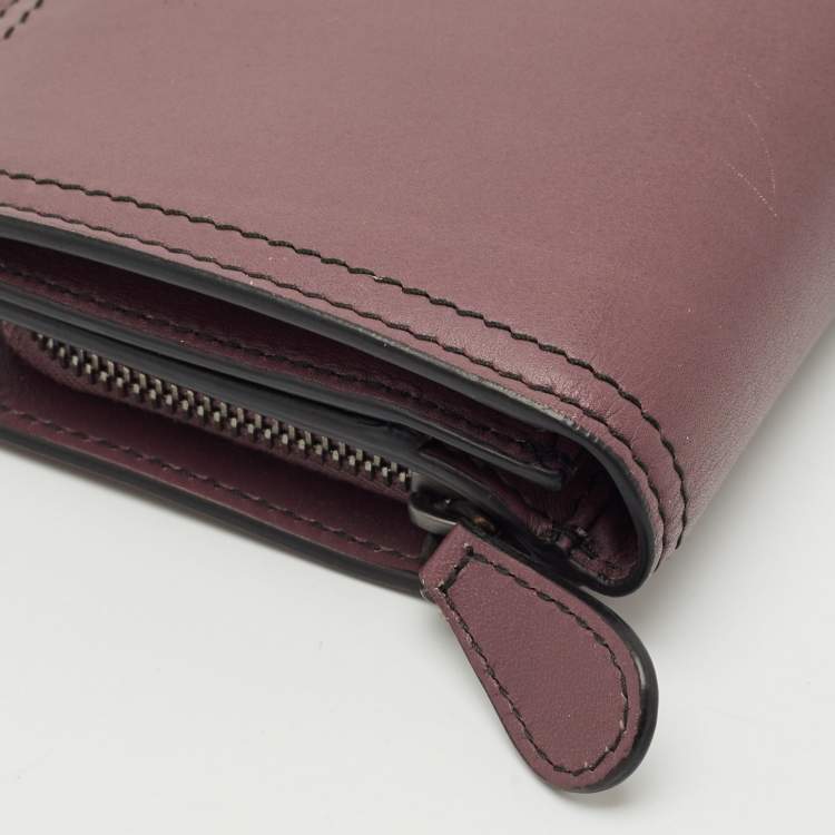 Pre Owned Bottega Veneta Mauve Leather Flap Continental Wallet