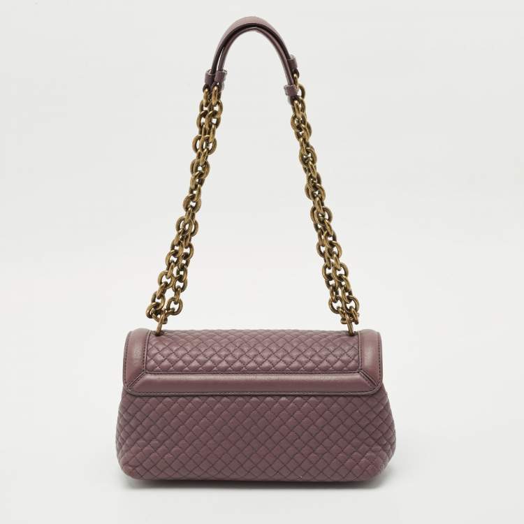 Pre Owned Bottega Veneta Lilac Quilted Leather Olimpia Knot Shoulder Bag