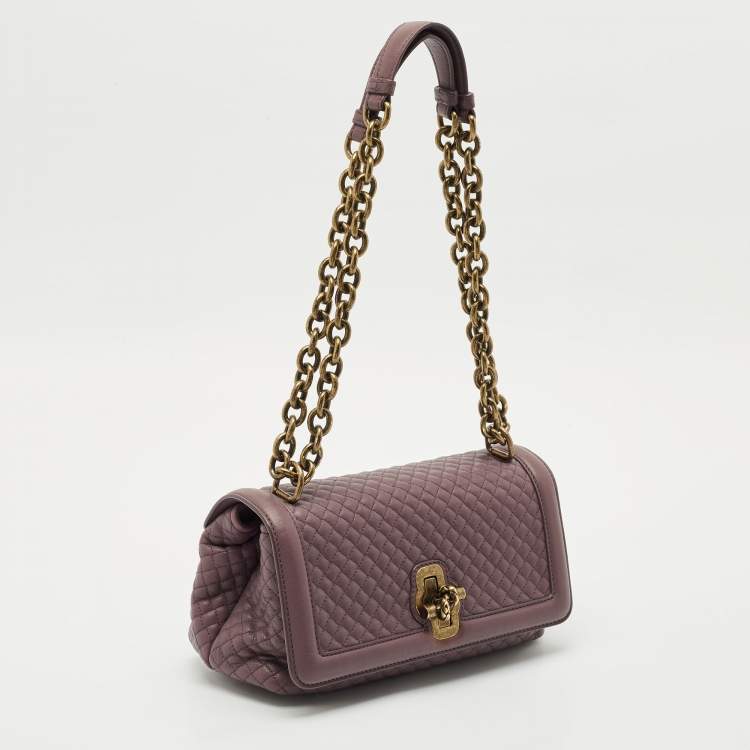 Pre Owned Bottega Veneta Lilac Quilted Leather Olimpia Knot Shoulder Bag