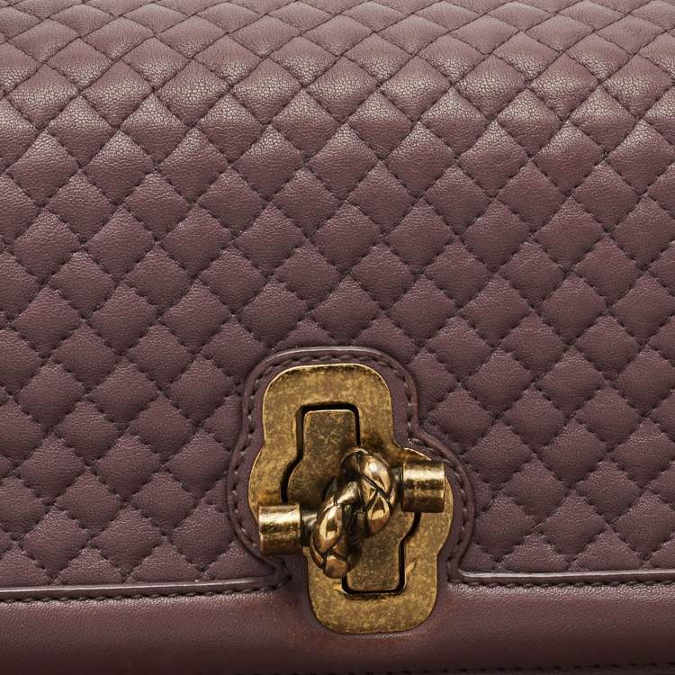 Pre Owned Bottega Veneta Lilac Quilted Leather Olimpia Knot Shoulder Bag