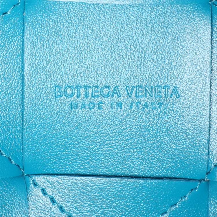 Pre Owned Bottega Veneta Blue Leather Small Cassette Bucket Bag