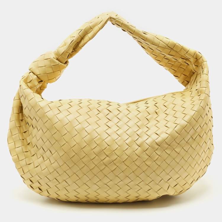 Pre Owned Bottega Veneta Yellow Intrecciato Leather Medium Jodie Hobo