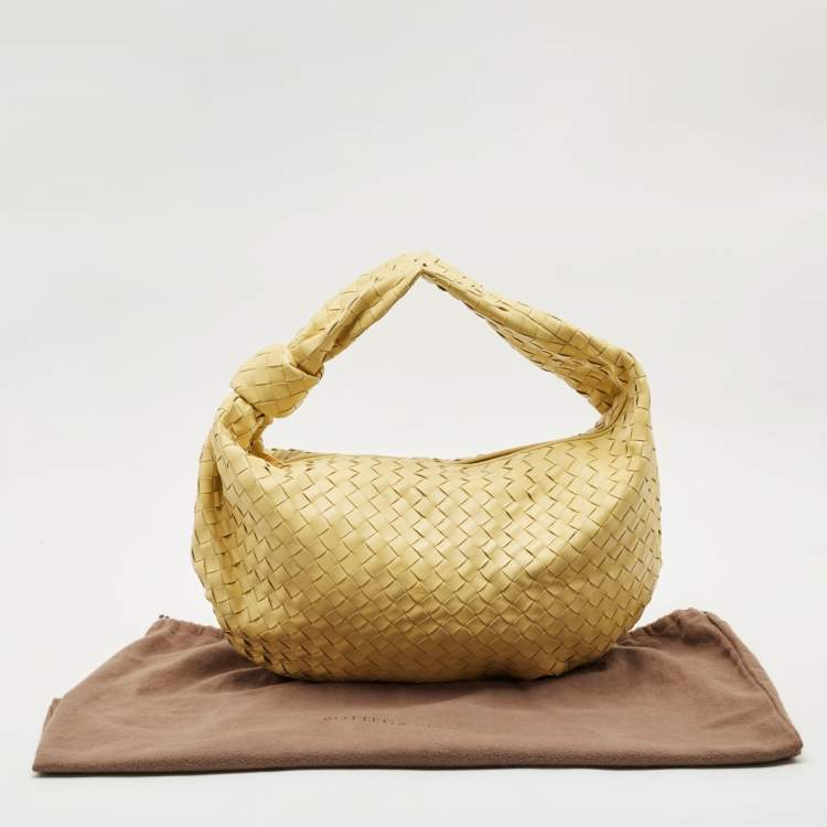 Pre Owned Bottega Veneta Yellow Intrecciato Leather Medium Jodie Hobo