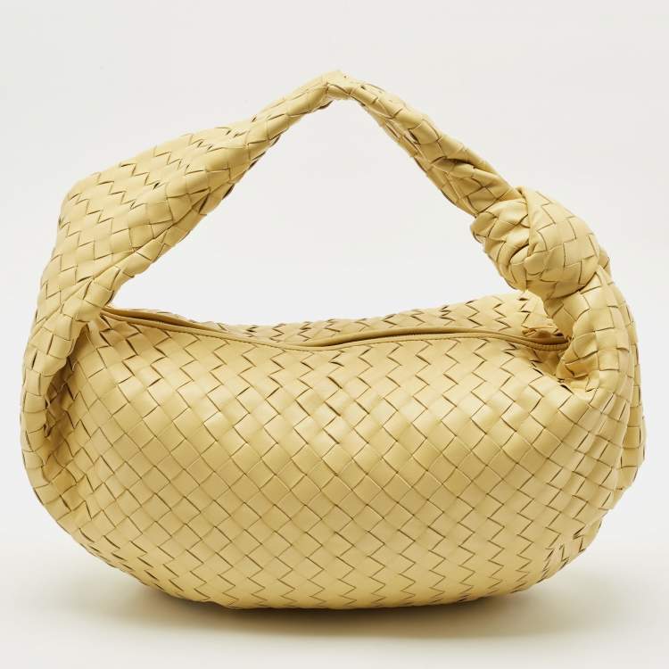 Pre Owned Bottega Veneta Yellow Intrecciato Leather Medium Jodie Hobo