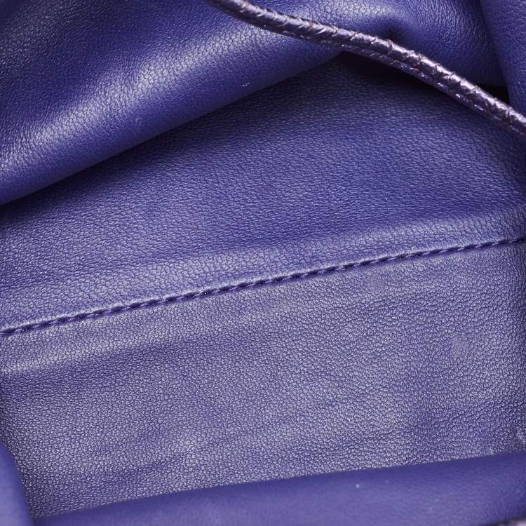 Pre Owned Bottega Veneta Metallic Purple Leather Mini The Pouch Clutch 