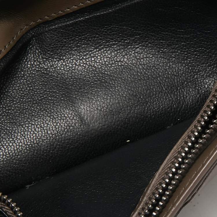 Pre Owned Bottega Veneta Dark Beige Intrecciato Leather Bifold Continental Wallet